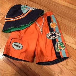 Baby Gap Swim shorts and hat
